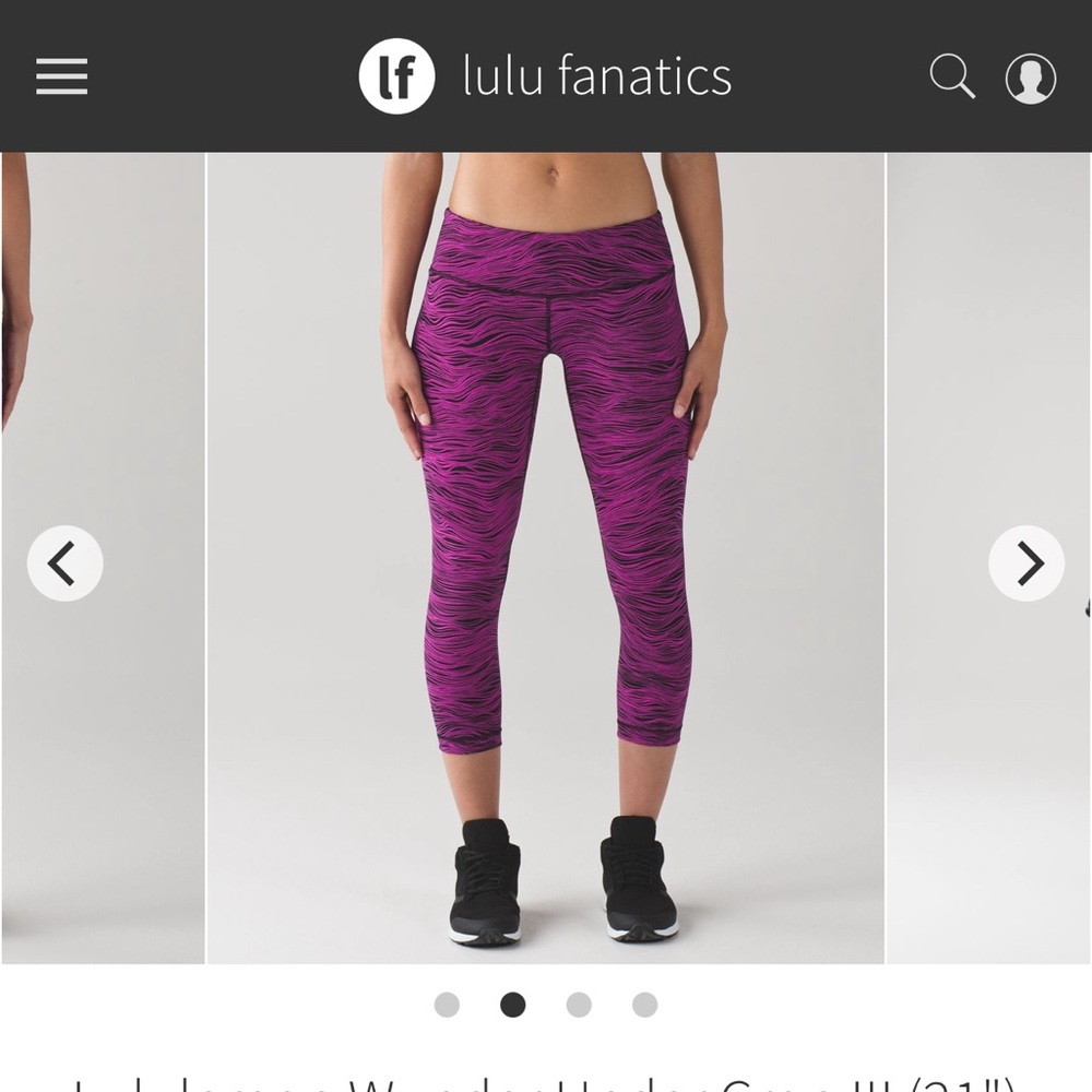 Lululemon Wunder Under Crop III (21") Life Lines Polar Pink Black  size 4